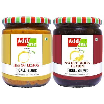 Add me Combo Mixed Offer Lemon Pickle Sweet and Sour & Hing Lemon Without Oil heeng Lime 500g Hing achar, nimbu ka khatta meetha achar Without Oil 600g.