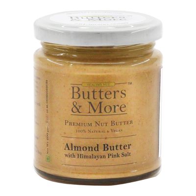 Butters & More Vegan Almond Butter with Pink Salt (200G). Low Sodium. Keto & Diabetic Friendly.