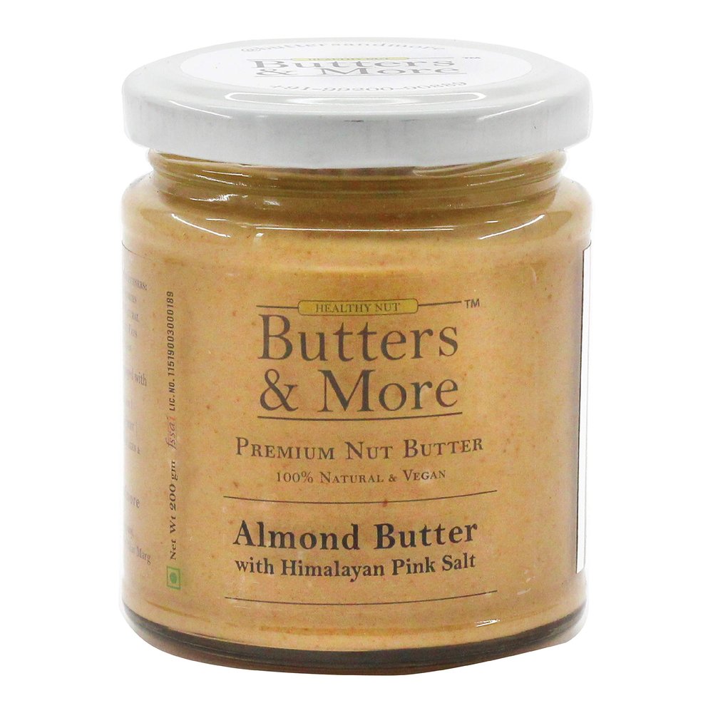 Butters & More Vegan Almond Butter with Pink Salt (200G). Low Sodium. Keto & Diabetic Friendly.