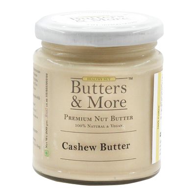 Butters & More Vegan Natural Cashew Butter (200G) Unsweetened Single Ingredient Creamy Nut Butter. Keto & Diabetic Friendly.