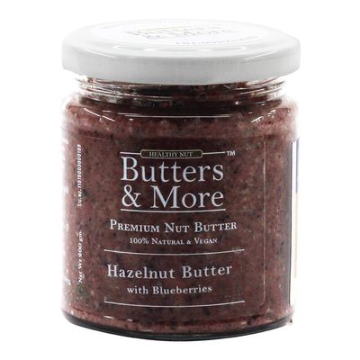 Butters & More Vegan Hazelnut Butter with Real Blueberries (200G) No Artificial Flavours Or Colour. Healthy Hazelnut Spread.