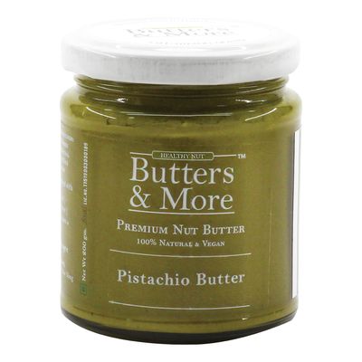 Butters & More Vegan Natural Pistachio Butter (200gm) Single Ingredient & Unsweetened Premium Nut Butter. Keto & Diabetic Friendly.