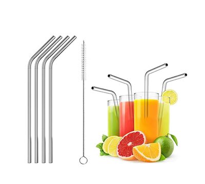 AGP Stainless Steel Straws for Drinking Straws for kids Bottle Glass Reusable Ultra Long 4 + 1 Cleaning Brush