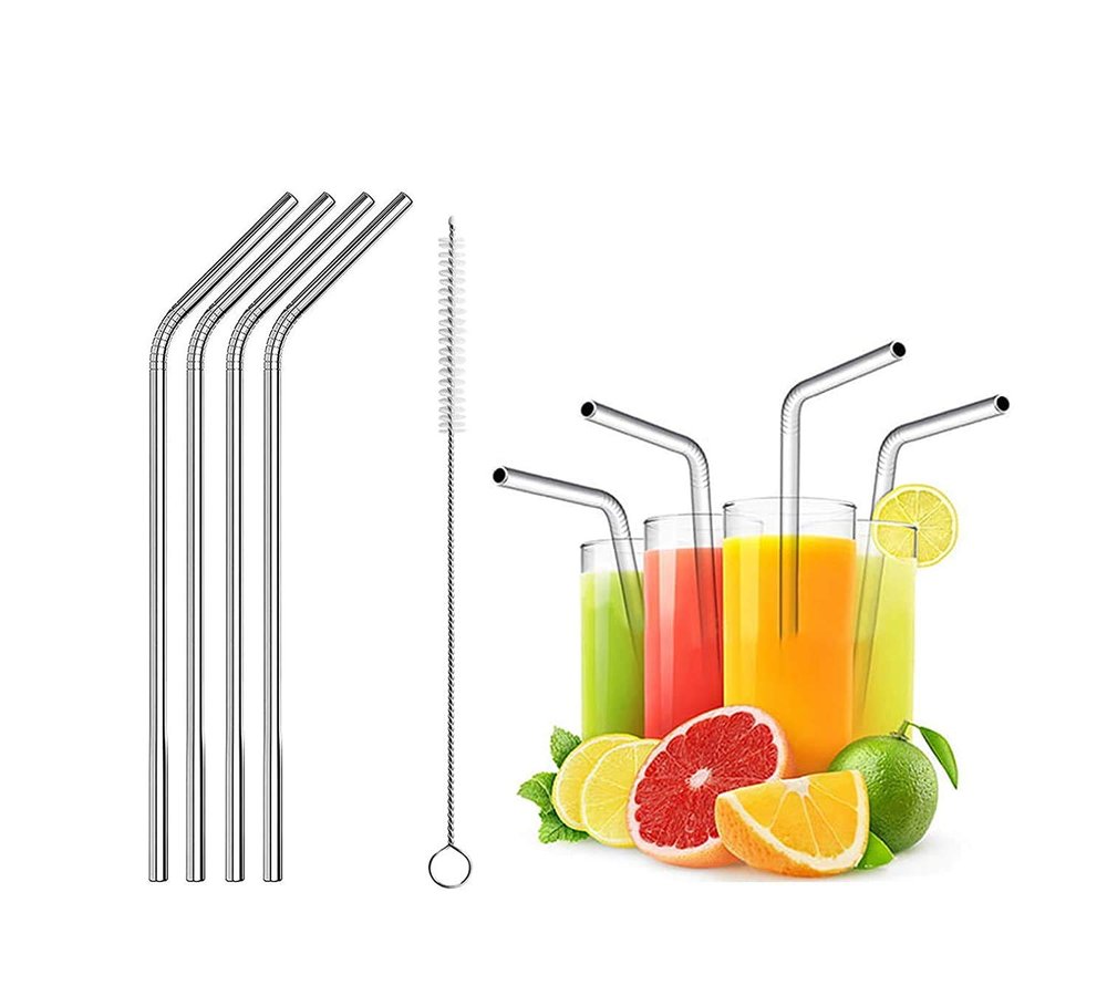 AGP Stainless Steel Straws for Drinking Straws for kids Bottle Glass Reusable Ultra Long 4 + 1 Cleaning Brush