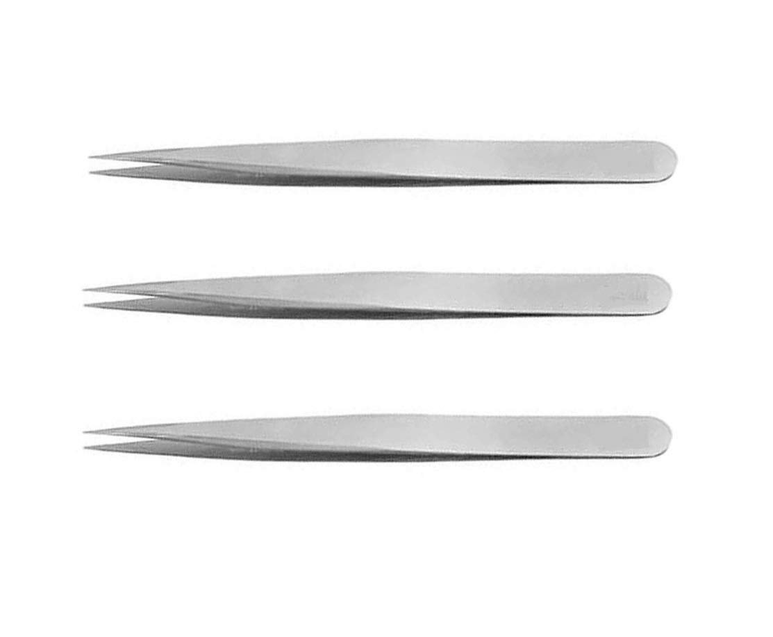 Axtella Set of 3 Non-Magnetic Stainless Steel Tweezers - Heavy Duty for Electronic Repair/Personal Care/Mobile/Gadget/Laptop Repair and Jewelry Repair- Straight