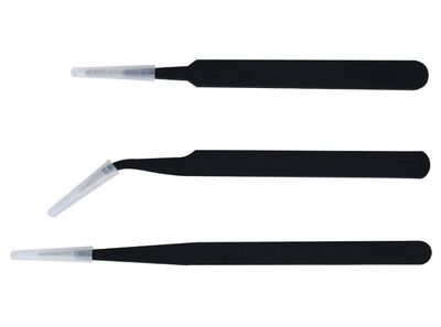 Axtella Set of 3 ESD safe tweezers Non Magnetic for electronics repair - Slim Tip Pointed, Flat and Curved Pointed Tip