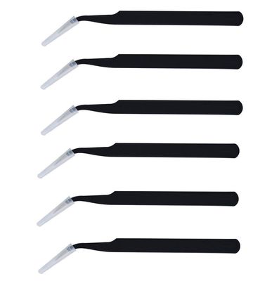 Axtella Set of 6 ESD safe Non Magnetic Multipurpose tweezers for electronics repair - Curved Pointed Tip