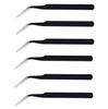 Axtella Set of 6 ESD safe Non Magnetic Multipurpose tweezers for electronics repair - Curved Pointed Tip view 1
