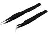 Axtella Set of 10 Non Magnetic ESD Safe Black coated Non Magnetic Tweezers - 5 Straight Pointed & 5 Curved Pointed view 2