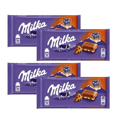 Milka Chips Ahoy Chocolate Bar, 4 X 100 g