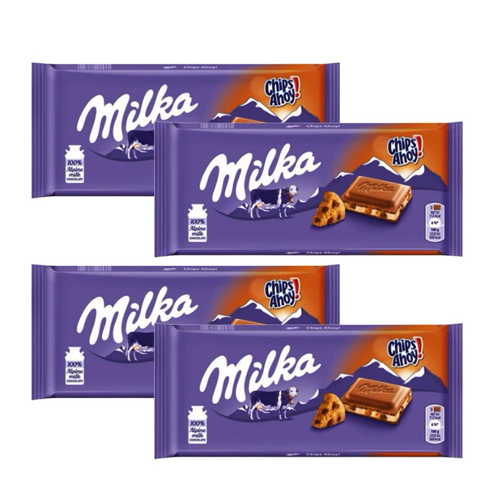 Milka Chips Ahoy Chocolate Bar, 4 X 100 g