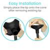 Vive Self Standing Cane Tip - 3/4 Inch Replacement - Heavy Duty Rubber Quad Base for Walking, Folding & Medical Canes - Stable Grip Traction Attachment - for Men, Women, Elderly & Seniors (Black) view 3