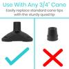 Vive Self Standing Cane Tip - 3/4 Inch Replacement - Heavy Duty Rubber Quad Base for Walking, Folding & Medical Canes - Stable Grip Traction Attachment - for Men, Women, Elderly & Seniors (Black) view 4