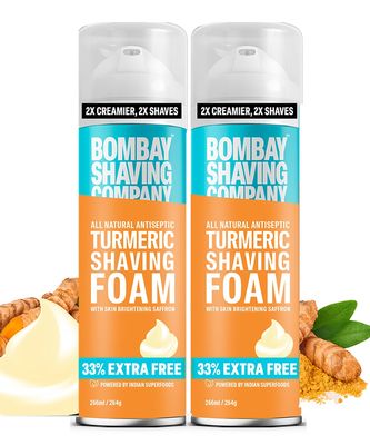 Bombay Shaving Company Turmeric Shaving Foam (Pack of 2),266 ml (33% Extra) with Turmeric & Sandalwood