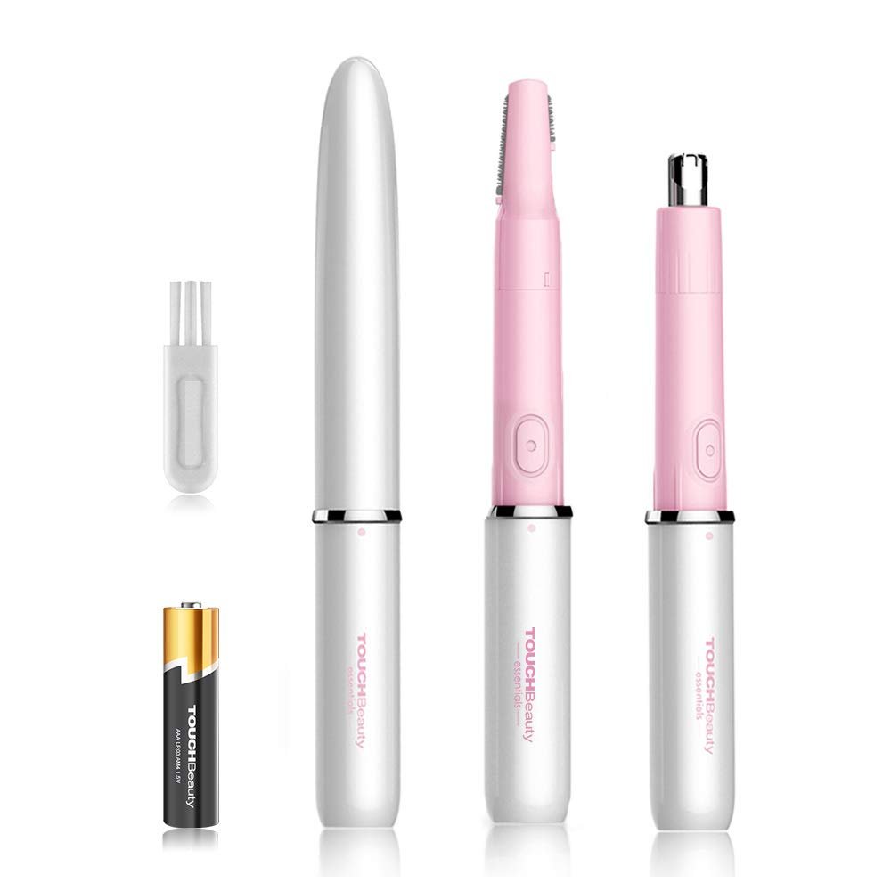 Hair Trimmer for Face Eyebrow Nose Ear Body Hair Trimming by TOUCHBeauty, All in ONE Hair Remover for Women & Men Dual Blades Shaver Battery Powered Upgraded Version