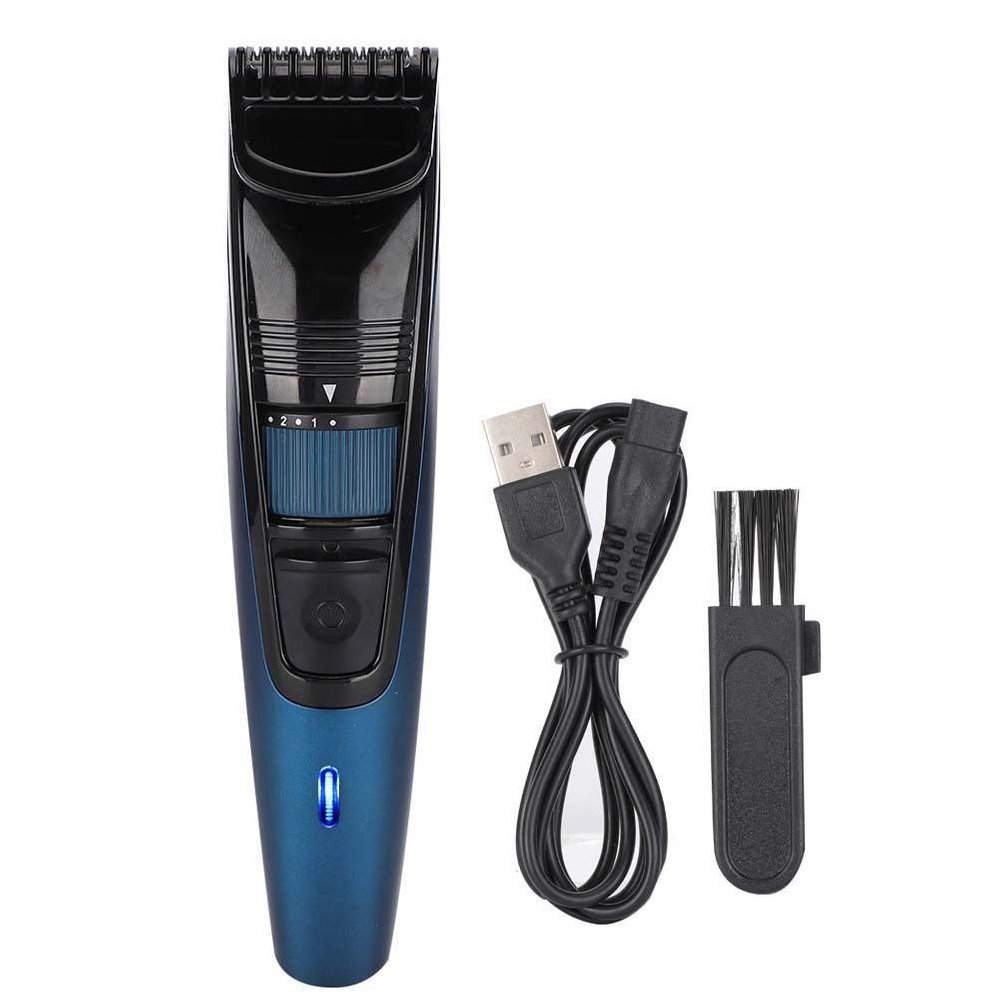 Bewinner1 Electric USB Self-Service Adjustable Hair Trimmer with Washable Cutter Head for Men (Blue)