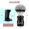 Synthetic Badger Shaving Brush with Black Holder Stand Anbbas 2IN1 Resin Handle Foam Brush Set for Men Close Wet Shave view 4