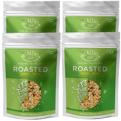 Healthy Treat Roasted Bhel Mix Combo 400gm (Pack of 4, 100 gm Each) | Oil-Free I Protein-Rich, Sugar Free | Gluten Free | Vegan