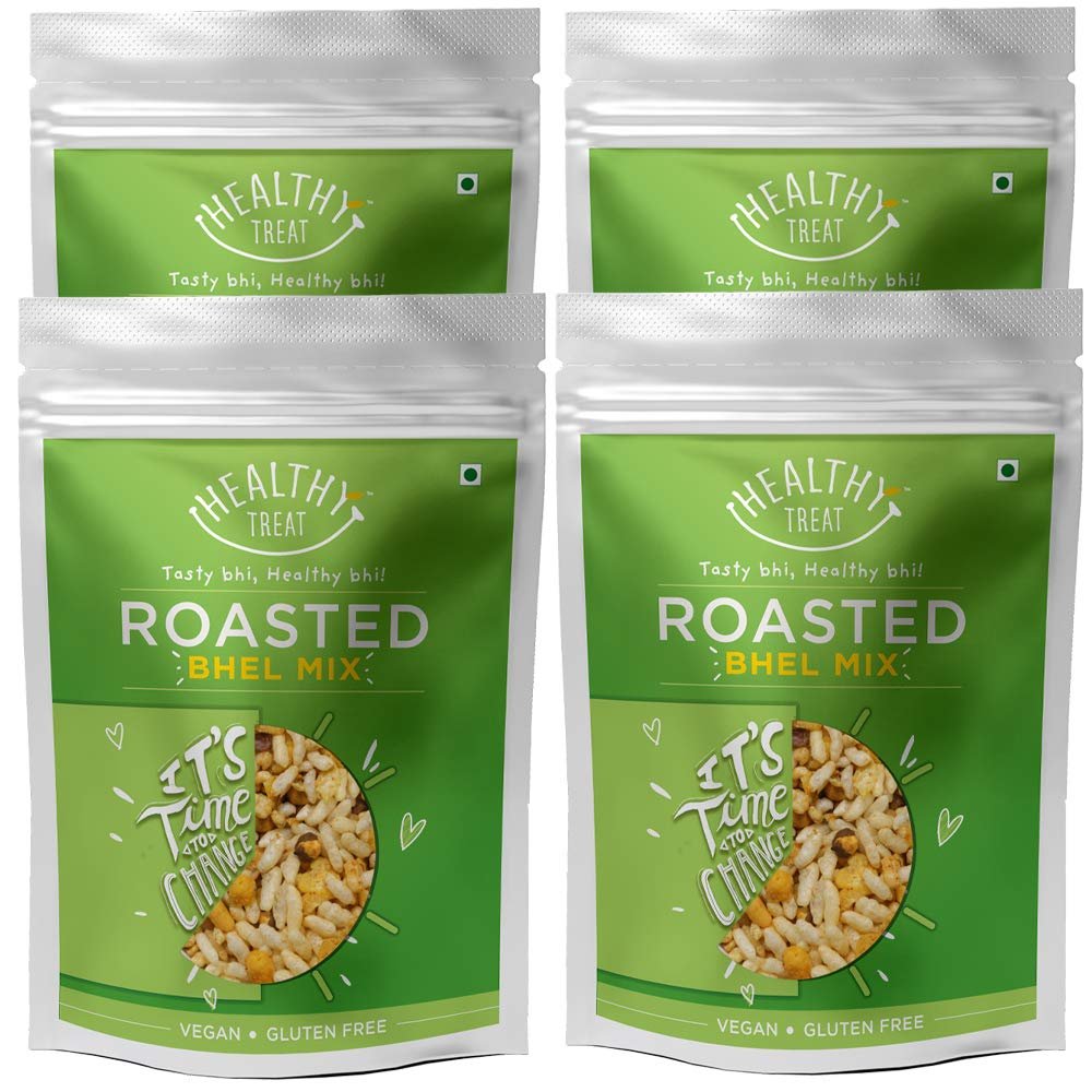 Healthy Treat Roasted Bhel Mix Combo 400gm (Pack of 4, 100 gm Each) | Oil-Free I Protein-Rich, Sugar Free | Gluten Free | Vegan