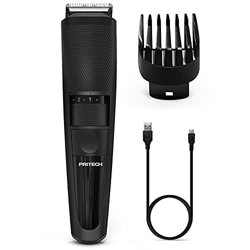 Pritech Electric Hair Clipper Cordless Beard Trimmer For Men Professional Barber Clippers, Hair Clipper With Comb Attachment And 20 Adjustable Settings, Washable Black