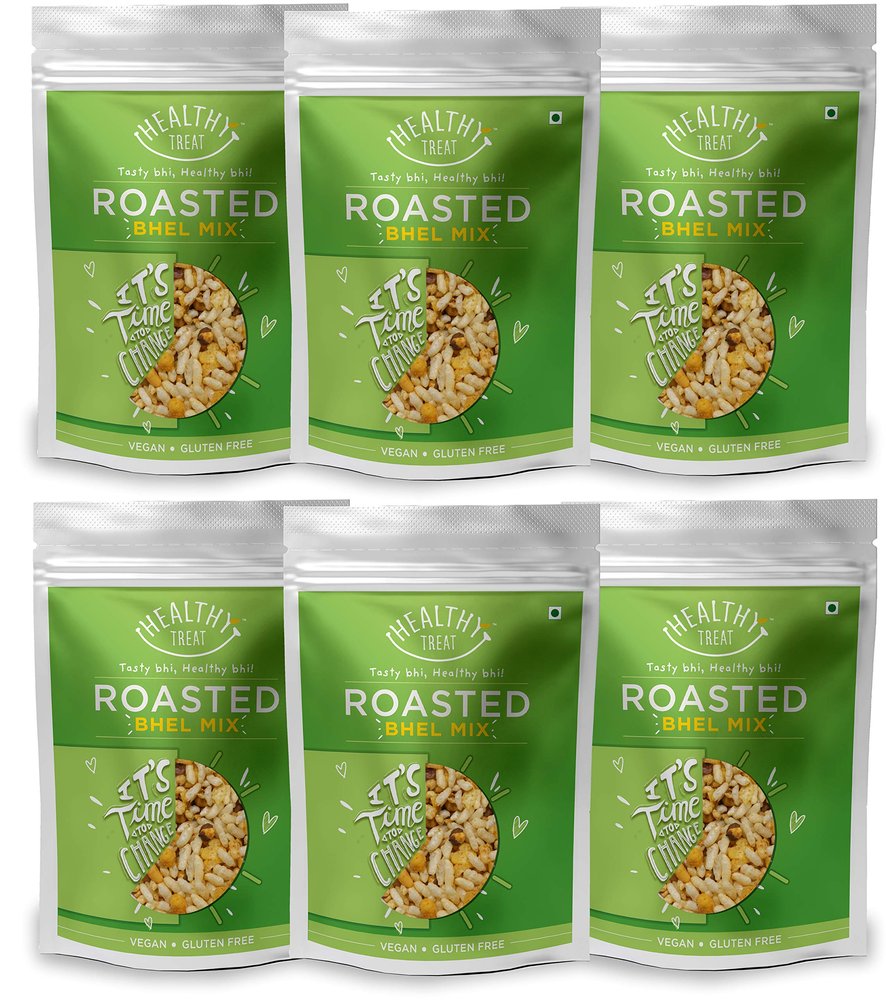 Healthy Treat Roasted Bhel Mix Combo 600 gm (Pack of 6, 100 gm Each) | Oil-Free I Protein-Rich, Sugar Free | Gluten Free | Vegan