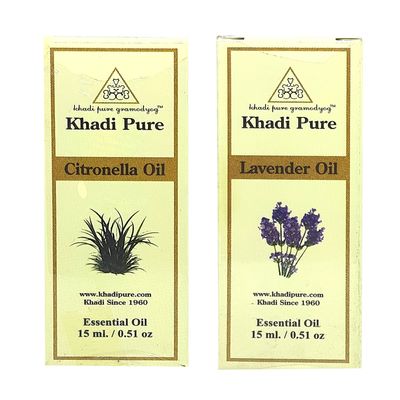 Khadi Pure Citronella & Lavender Essential Oil, 15 Ml (Pack Of 2)