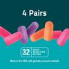 3M Disposable Earplugs, Hearing Protection for Events & Concerts, Mutli-Color, 32 NRR, 4-Pairs view 3