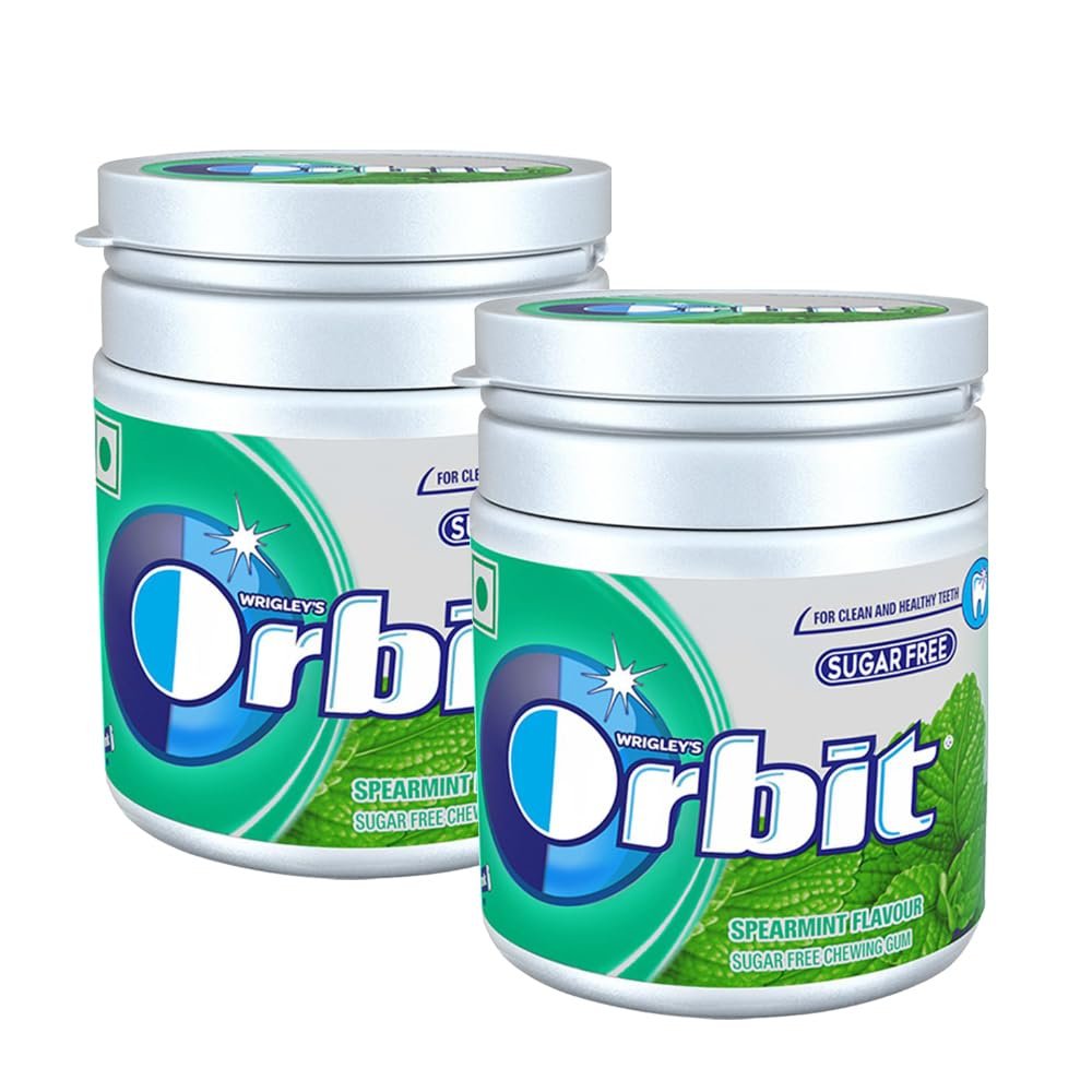 Orbit Spearmint Sugar-Free Chewing Gum | Chewing Gums for Clean and Healthy Teeth | Pocket-Friendly & Easy to Carry Pot Pack |59.4g | Pack of 2