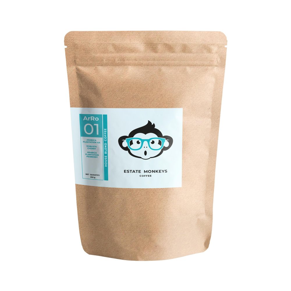 ESTATE MONKEYS Arro 01-Medium Roast (Coffee Filter) 200 G (1 Pack)|House Blend Roasted And Ground Coffee Bag