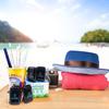 ECO/EGO Set of 4 collapsible silicone straws with cleaning brush and case W/bonus carabiner. Foldable, Reusable, Portable travel straws with keychain. (2 boba and 2 standard diameter straws)) (Black) view 2