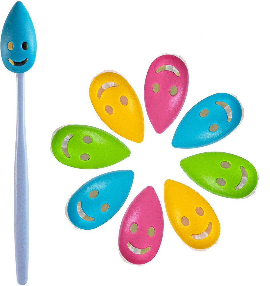 AUEAR, 8 Pack Happy Face Toothbrush Head Cover Cap with Suction Cup Cute Portable Protective Covers Case for Home Travel Outdoor Camping 4 Colors