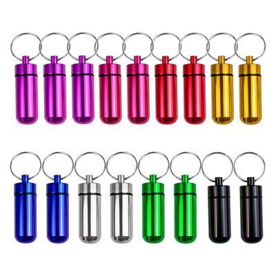 AUEAR, 15 Pack Mini Waterproof Aluminum Pill Box Keychain Geocaching Container Tube