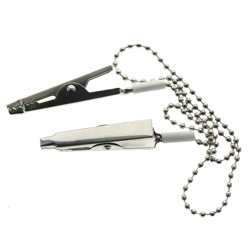 3PCS 12Inch Metal Beads Napkin Clip Chain Bib Holder Baby Elderly Adult Bib Clip Neck Strap Dental Ball Chain Clips Double-end Alligator Clip Clamp Neck Lanyard Strap