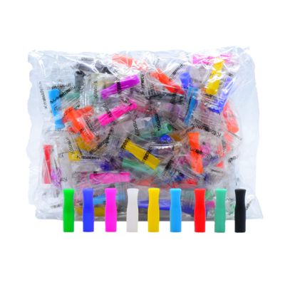 Afoosoo Silicone Straw Tips  100 Pcs Multicolored Reusable Silicone Tip for Metal Straws, Individually Wrapped, Food Grade, Smoothie Drinking Straws