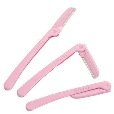 G 3Pcs/Set Pink Facial Eyebrow Trimmer Armpit Hair Razor Beauty Face Eye brow Shaper Shaver Stainless Steel Blade Makeup Tools For Women (Pink)