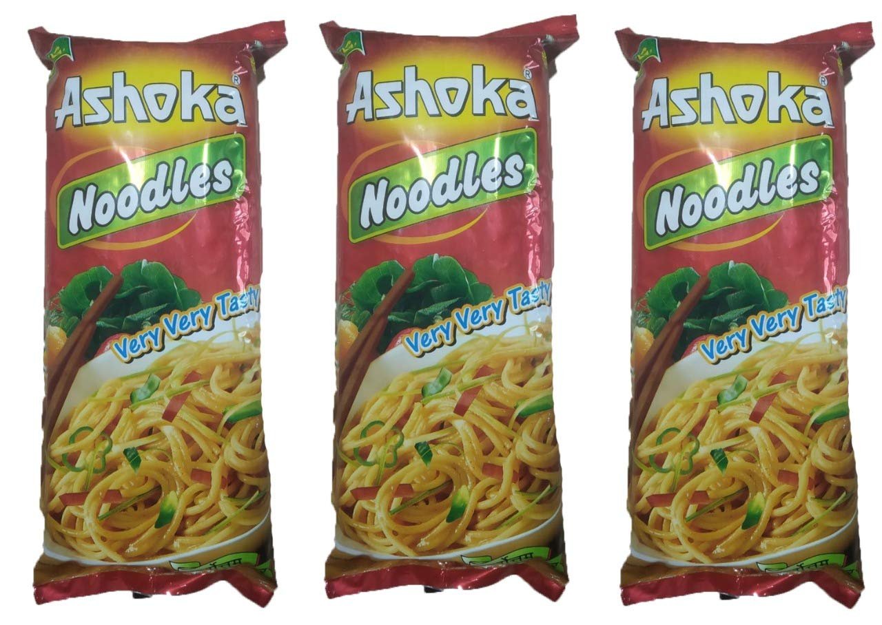 Ashoka Food - Spicy Veg Hakka Noodles - Easy To Digest Healthy Noodles - Ready to Cook Easy Meals, Non-Fried, No Preservatives & 100% Natural Vegan Noodle (Pack of 3, 600 gm Each)