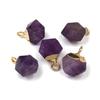10pcs Natural Stone Agate Charms, Faceted Agate Quartz Pendants Charms DIY for Necklace or Jewelry Making, Stone Agate Brass, Agate view 3
