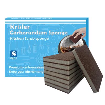 Krisler Carborundum Sponge Nano Emery Sponges Caspian Stone Pot Clean Brush Rust Eraser Grit Scouring Pads Pot Cleaning Pads with Carborundum Washing Kitchen Cleaner Tool(8pack) (Thickness-0.4 inch)