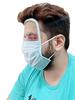 AUDITECH Mne's/Women's Disposable 3 Ply Surgical Face Mask with Transparent Shield - Green/Blue (Pack of 100) view 1