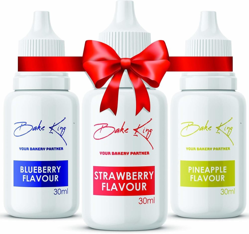 BAKE KING Combo of Blueberry, Strawberry and Pineapple Flavour 30ML Each Essence for Baking Cakes, Cookies, Ice Creams and Puddings Liquid Food Essence (Set of 3)