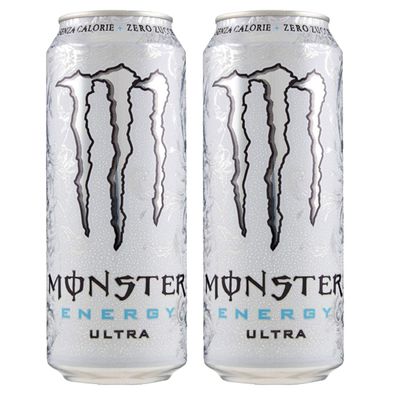 Monster Energy Ultra White Energy Drink, 2 X 500 Ml, No Added Sugar
