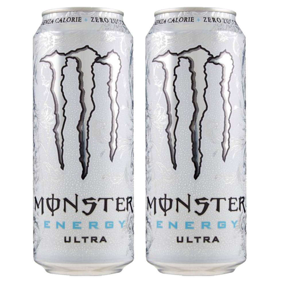 Monster Energy Ultra White Energy Drink, 2 X 500 Ml, No Added Sugar