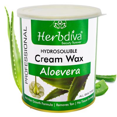 Herbdiva Aloe Vera Hydrosoluble Cream Wax 800g | Professional Care & Pure Way To Silky Smooth Skin| Made In India, Suitable For All Types Of Skins | Natural Ingredients