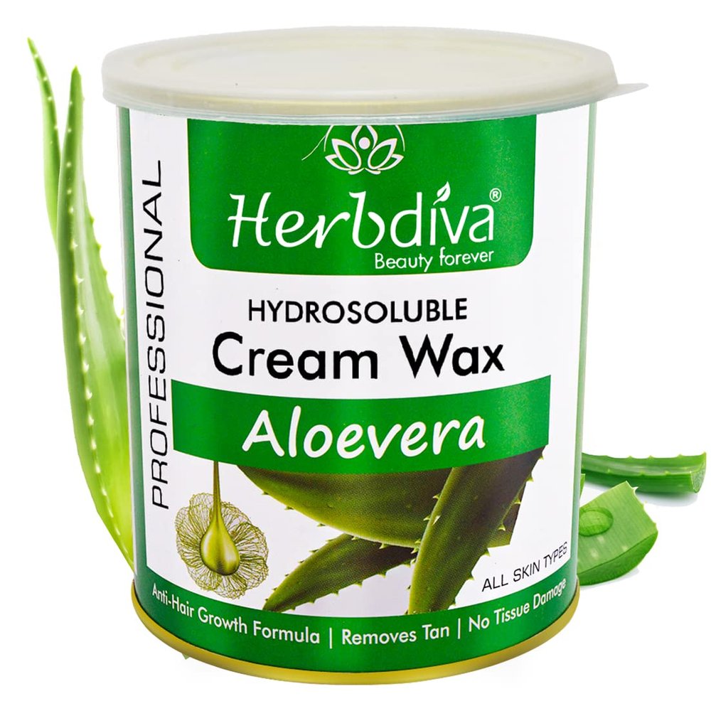 Herbdiva Aloe Vera Hydrosoluble Cream Wax 800g | Professional Care & Pure Way To Silky Smooth Skin| Made In India, Suitable For All Types Of Skins | Natural Ingredients