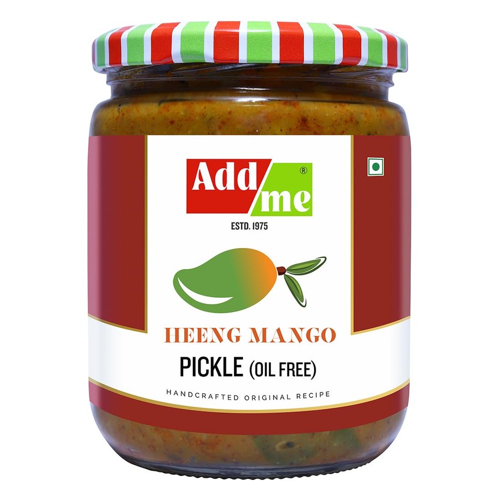 Add Me Home Made Tasty Heeng Mango Lonji Pickle 500 gm Without Oil Hing Aam ka Achaar, 500gm Glass Pack