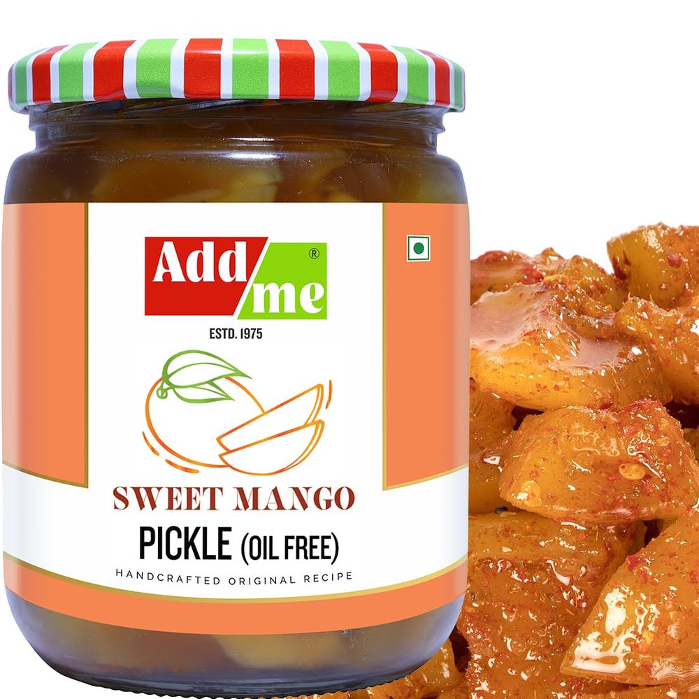 Add Me Tasty Sweet Mango Pickle Muarbba Spices Without Oil Meetha Aam ka Achaar, 600gm Glass Pack