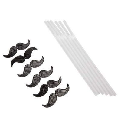 Eatech 6pcs/set Moustache Straws Hipster Trendy Clean Drinking Straw Reusable Attachments