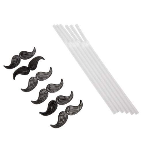 Eatech 6pcs/set Moustache Straws Hipster Trendy Clean Drinking Straw Reusable Attachments