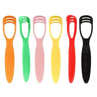 MAXI 1 Number Tongue Cleaner for Adults and Kids, with dual action - Scraper side and Massager Side, Easy to use, Multicolor (Pack of 12)