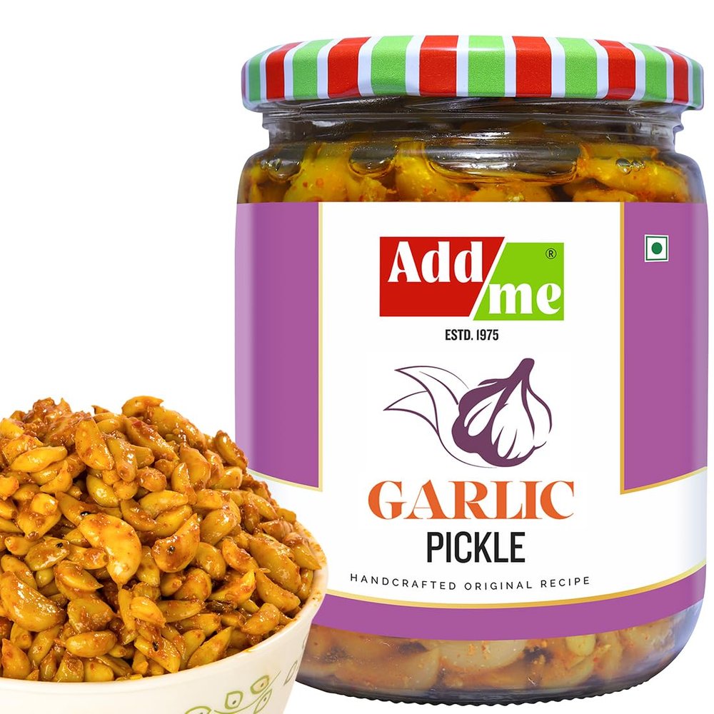 Add me Lahsun Ka Achar 500g Home Made Tasty swadisht Garlic lassan Pickles 500 gm Glass Pack